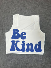 Load image into Gallery viewer, White "Be Kind" Cropped Tank w/ Puffed Font