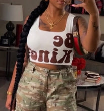 Load image into Gallery viewer, White "Be Kind" Cropped Tank w/ Puffed Font