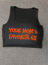 Load image into Gallery viewer, "Your Mom's Favorite Ex" Cropped Tank w/ Puffed Font