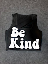 Load image into Gallery viewer, Black "Be Kind" Cropped Tank w/ Puffed Font