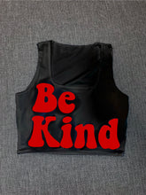Load image into Gallery viewer, Black "Be Kind" Cropped Tank w/ Puffed Font