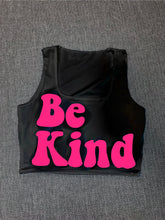 Load image into Gallery viewer, Black "Be Kind" Cropped Tank w/ Puffed Font