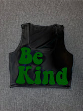Load image into Gallery viewer, Black "Be Kind" Cropped Tank w/ Puffed Font