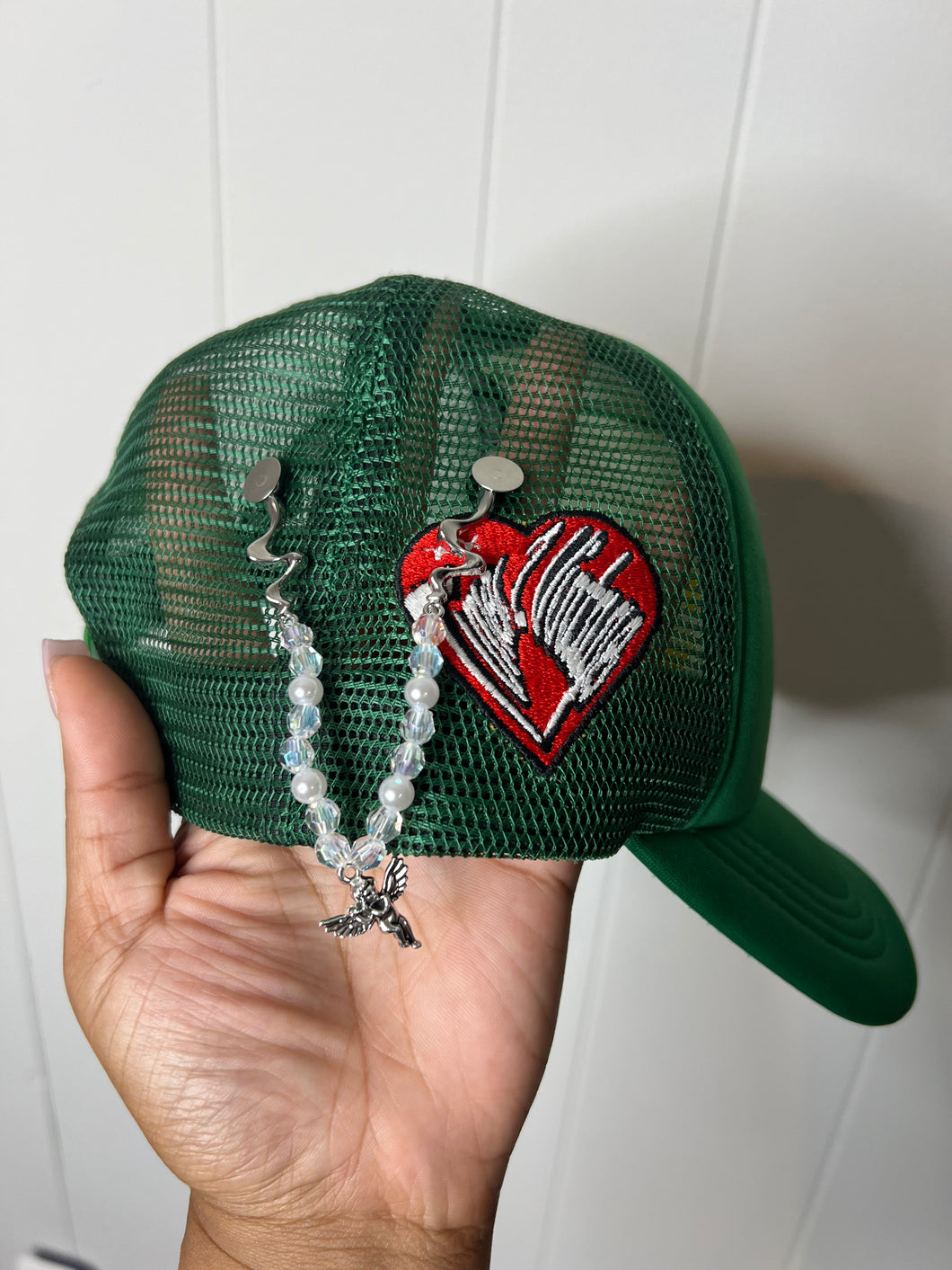 Clear and Silver Hat Chain With Angel
