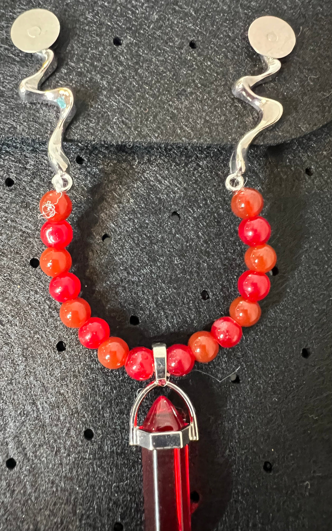 Red and Reddish Orange Crystal Hat Chain