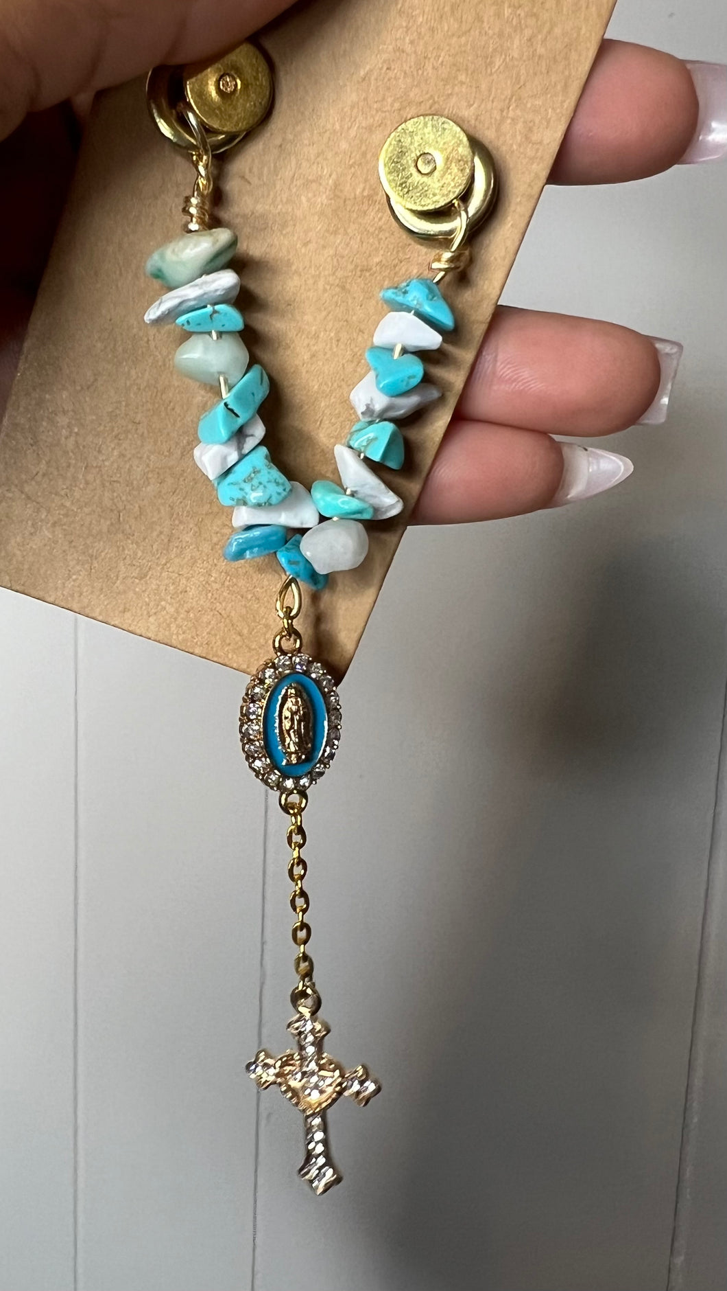 Light Blue and White Stone Hat Chain