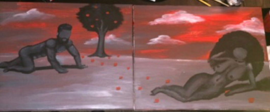 Adam and Eve two piece painting